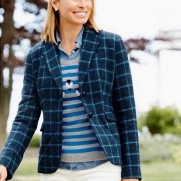 Talbots Jackets & Blazers - Talbots Wool Blend Windowpane Plaid Blazer Ladies Size 14